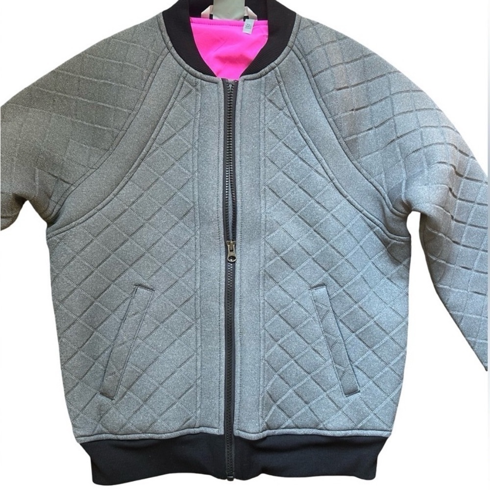 Athleta Quilted Bomber Jacket Women’s XS Gray Full Zip Preloved - Picture 2 of 9